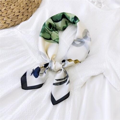 2020 brand silk scarf square women foulard dot bandana shawls and wraps fashion print lady office small hair neck scarves FJ391