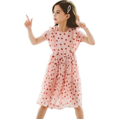Dresses For Girls Dot Dress For Girls Casual Style Child Dress Summer Clothes For Girls 6 8 10 12 14