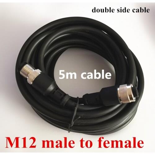 M12 Connector boule side plug 5m Cable plug Male to Female 4P 5P 8Pin PVC line A Type angle & straight