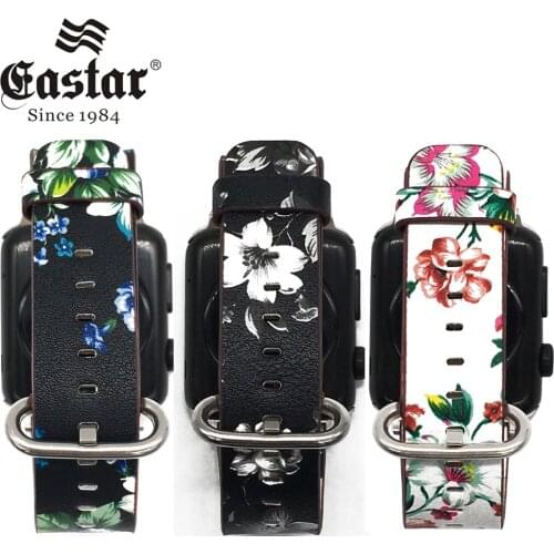 Flower PU Leather Watch Band For Apple Watch 5 series 1/2/3 42mm 38mm Bracelet strap for iwatch series 6 4 SE 40mm 44mm