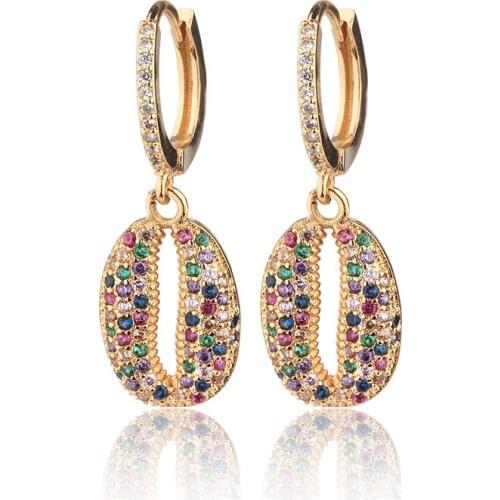 OMYFUN Luxury Dangle Earrings Mixed Color CZ Micro Pave Luxury Earring For Wedding Party Gift aretes mujer bijoux semi joyas E43