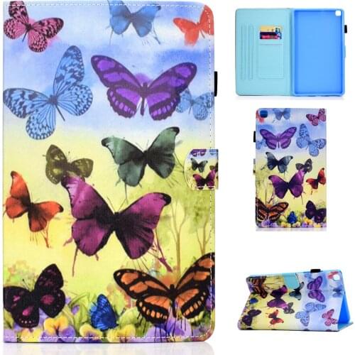 Butterfly Flower Pattern PU Leather Shockproof Folio Stand Wallet Case Cover For Samsung Galaxy Tab A7 Lite 8.7inch SM-T220 T225