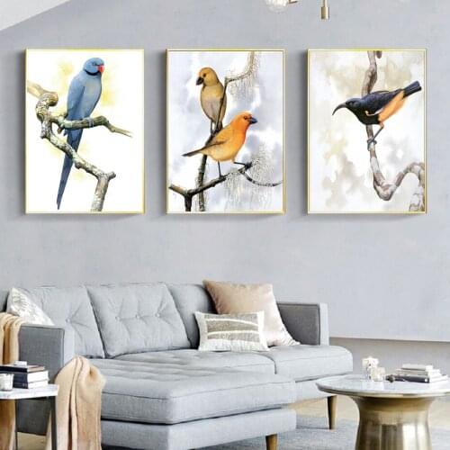 Nordic Minimalist Birds Posters And Prints Animals Parrot Wall Art Canvas Paintings Wall Pictures for Living Room Home Decor