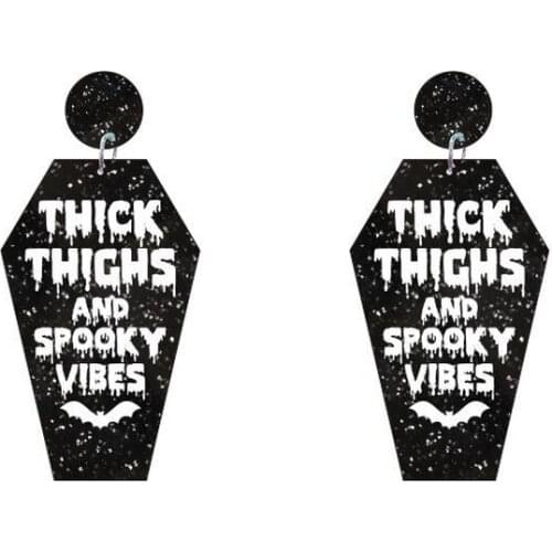 Funny Vintage Bat Halloween Thick Thighs And Spooky Vibes saves lives chunky Earrings Glitter Acrylic Earrings Wholesale