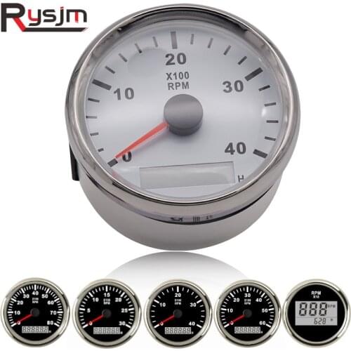 85mm Waterproof Car Boat Tachometer Gauge rpm meter with LCD Hourmeter 4000/6000/8000 RPM Tacho Meter with Red Backlight 12V 24V