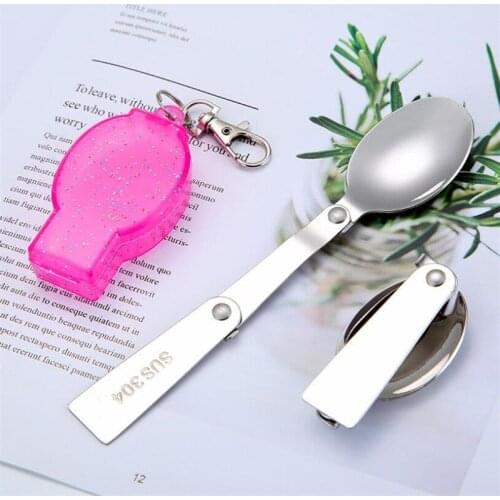 Outdoor Folding Travel Camping Utensil Stainless Pocket Spoon Fork Light Small Foldable Spoon Fork Camping Picnic Tool Tableware