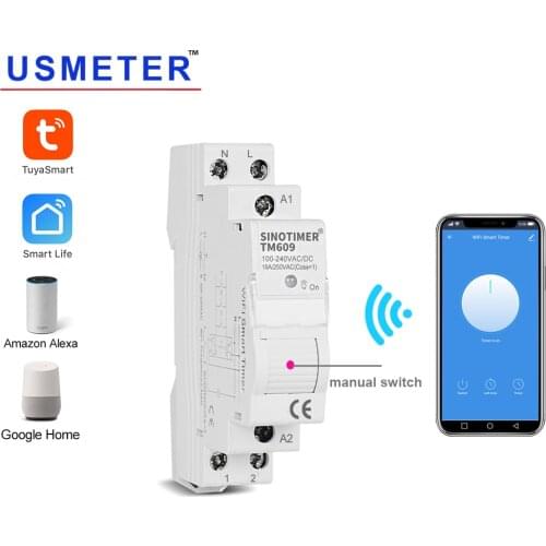 NEW WIFI Home Smart Timer Remote Control by Mobile Tuya APP Timing Switch with Countdown Manual Switch 100-240VAC DIN Rail