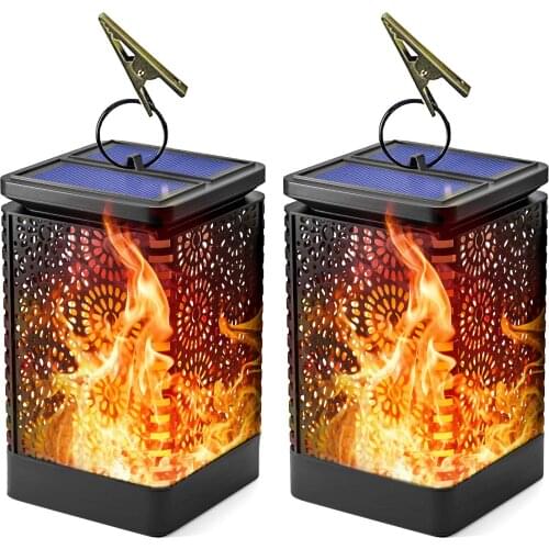 Firya Retro Outdoor Waterproof Solar Flame Night Lights Path Lantern LED Hanging Lamp For Outdoor Garden Decor Patio Vintage