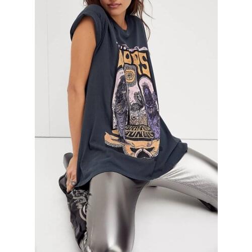 Happie Queens Women Boho Tees short sleeve letter print Vintage T shirt