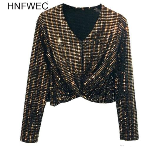 Women T-shirt V-neck Sequin Stitching Bling Bling Sexy T-shirt Women Black V-neck Short T Shirt Women 2019 New Fashion Q661