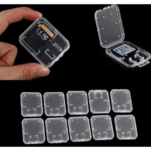 1Pcs Clear Standard Memory Plastic Card Case For Standard SD SDHC TF Memory Card Portable Transparent Case Holder Storage Box