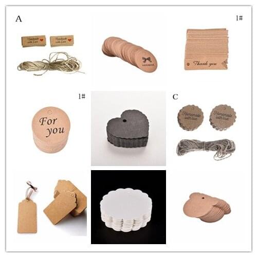 100Pcs Gift Tags Kraft Paper DIY Handmade Price Tags/Baking Bags Packing Labels for Flower/Cosmetics/Jewelry