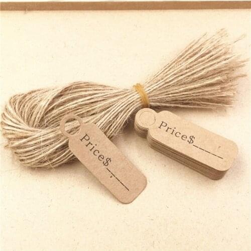 200PCS/lot Handmade DIY 4.5*1.5 cm Kraft Paper "price" Printing Hang Tags For Garment Shoes Custom Price Tag Label With Strings