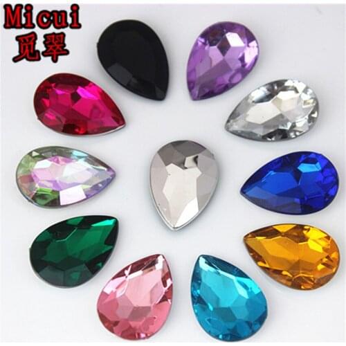 Micui 50pcs 18*25mm Drop Pointback Acrylic Rhinestones Diy Acrylic Beads For Clothing Garments Phone Bags ZZ124