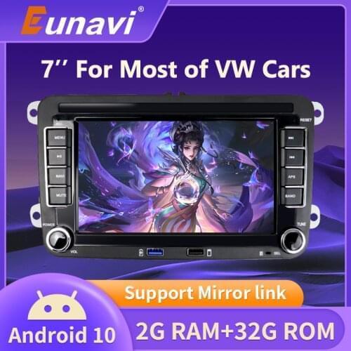 Eunavi 2 Din Android Car Radio GPS For VW Polo Sedan Golf 5 6 Passat B6 B7 CC EOS Sharan Tiguan Skoda Octavia Multimedia Player