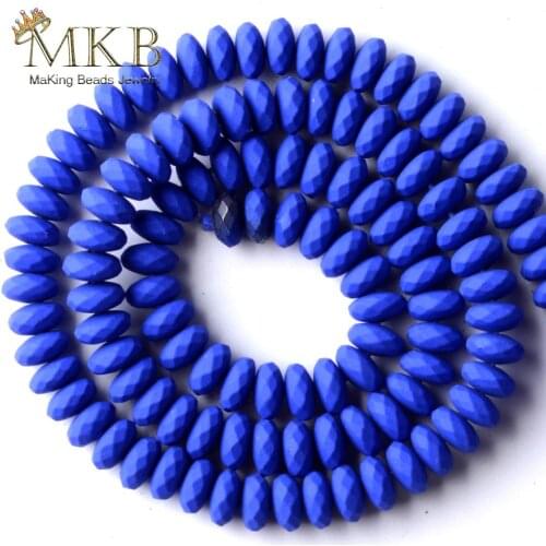 Blue Hematite Stone Natural Stone Matte Rubber Rondelle Beads For Jewelry Making 6mm 115pcs Space Loose Beads Diy Bracelet 15"