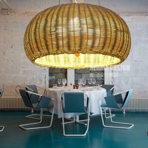 D36/46CM Bamboo rattan lantern pendant lights simple Japanese living room restaurant study cafe lighting pendant lamps ZA zb50