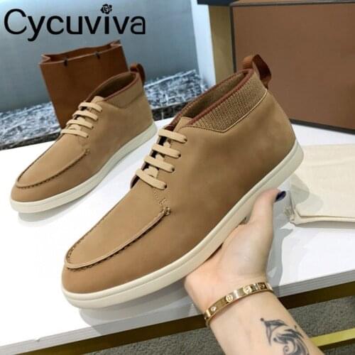 Kid Suede Formal Men Flat Shoes Khaki Leather Lace Up Driving Shoes Lazy Loafers Summer Walk Shoes for Men zapatillas mujer