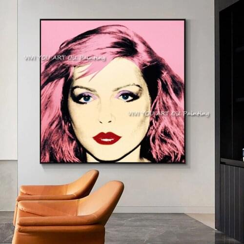 Large Size Andy Warhol Debbie Harry 1980 pop art 100% Handmade Oil Painting on Canvas Cuadros Wall Art Pictures For Living Room