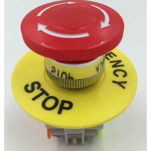 Red Mushroom Cap 1NO 1NC DPST Emergency Stop Push Button Switch AC 660V 10A e-stop switch