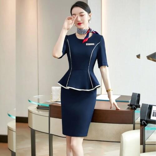 Summer Short Sleeve Dresses OL Styles Women Slim Hips Dress Business Work Wear with Scarf for Ladies Vestidos