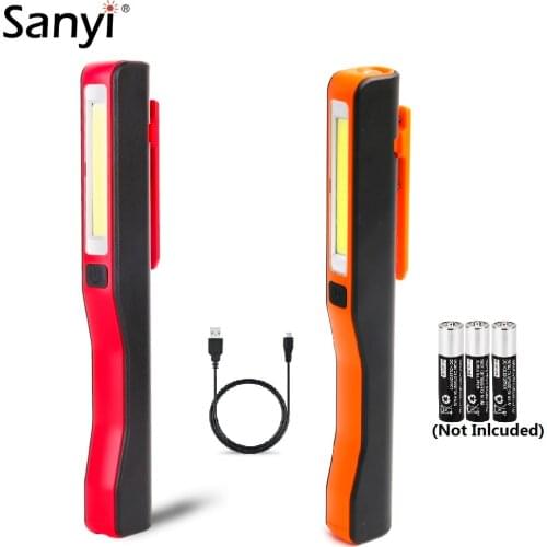 Mini Inspection Lamp COB LED Flashlight USB Charging/AAA Type Magnetic Work Flashlight Pen Rotation Clip Torch Outdoor Lighting