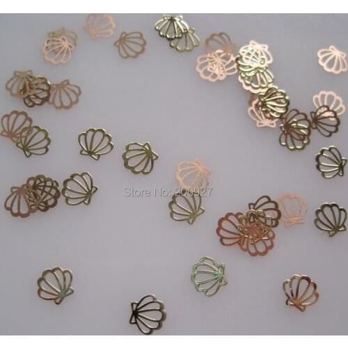 MS249-2 100pcs Gold Cute Shell Metal Sticker Nail Art Metal Sticker Nail Art Decoration Non-adhesive Sticker