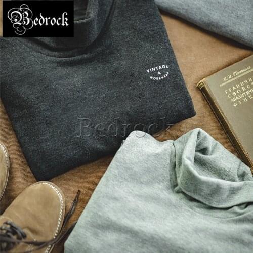 Mens retro thin brushed high neck sweater basic minimalist soft long-sleeved Ami khaki base shirt