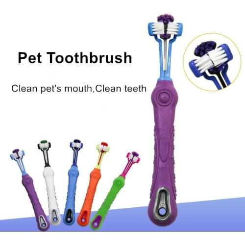 Dog Toothbrush Soft Pet Cat Toothbrush withThree Sided Dogs Rubber Tooth Brush Bad Breath Tartar Teeth Tool Pet Accessories
