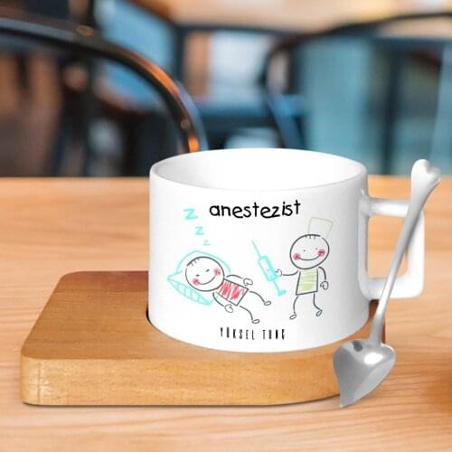 Personalized Professional Anaesthetist Wood Altlıklı Ceramic Cup