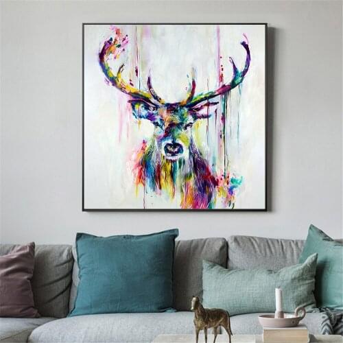 Watercolor Running Horse Poster Wall Art - Animal Print Abstract Oil Painting Canvas Prints Peacock Artwork Deer Home Decor