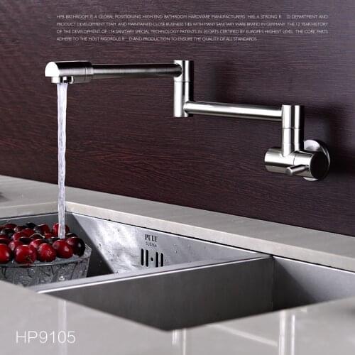 Cold Water Finish Single Handle Folding Kitchen Sink Faucet Wall Mount Chrome Mixer Tap Brass Faucet Kitchen