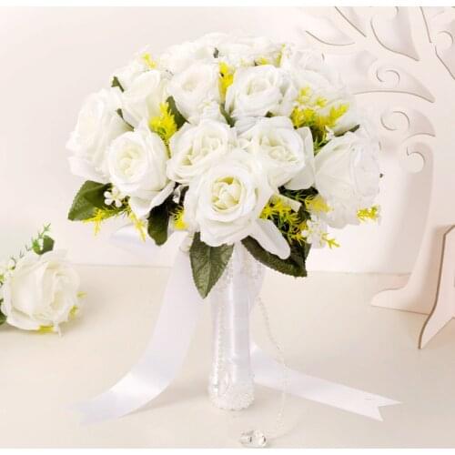 Western-style Church Wedding Bride Bridesmaid Flower Girl Bouquet High Quality Handmade Rose Throw Ivory Wedding Bridal Bouquet