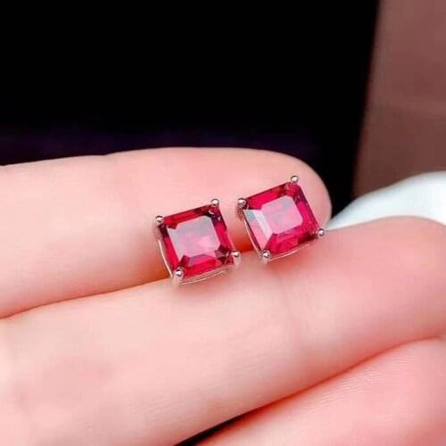 Wedding Gift Elegant High Quality New Trendy 100% Real and Natural Garget Earring 925 Sterling Silver Garnet Earring