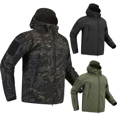 Tactical Windproof Waterproof Jacket Army Shark Skin Soft Shell Clothes Men Flight Pilot Hood Coat Military Field Bomber Jacket