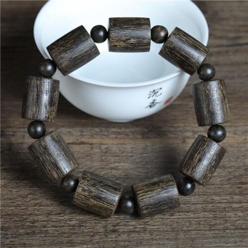Natural Fusen red earth old material heavy incense bucket Buddha beads hand string black oil honey spill water-grade hand chain