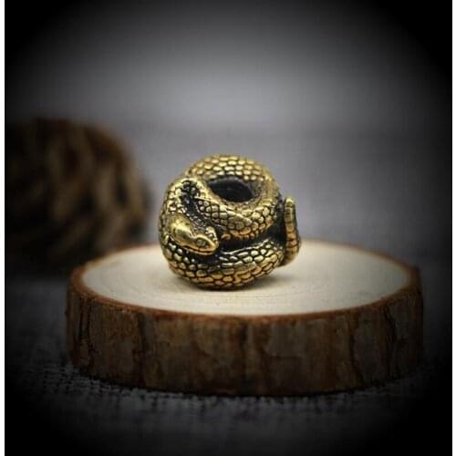 Vintage Brass Snake Knife Bead Pendants for Keychains Jewelry Creative Paracord DIY Handmade Umbrella Rope Hangings Accessories