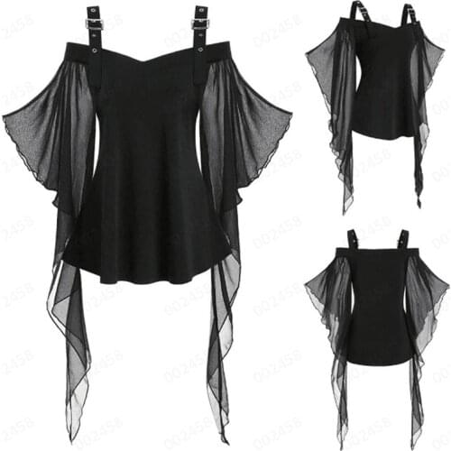 Medieval Women Sexy Blouse Gothic Court Noble Tops Witch Queen Elf Ruffle Party Cosplay Costumes Stage Dance Victorian Outfits