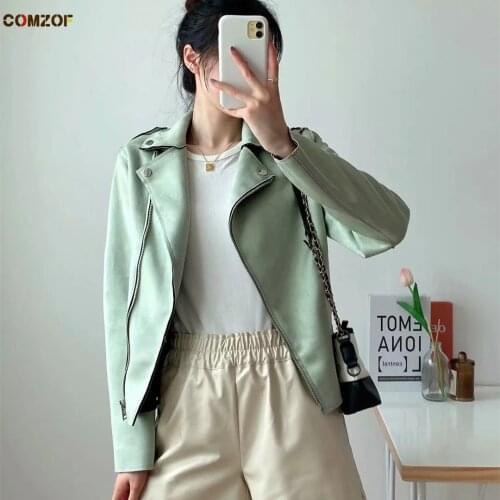 2021 Autumn Winter Women Suede Jackets Long Sleeve Zipper Slim Fit Coats Fashion Tops Clothing Jaqueta Feminina