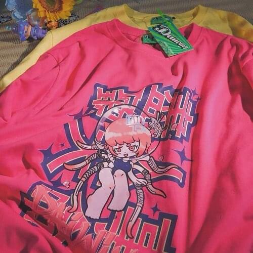 Womens T-shirts Harajuku Girls Plus Size Tops Cartoon Printed O-neck Short Sleeves Loose Summer Tshirt Pink Tees Clothing