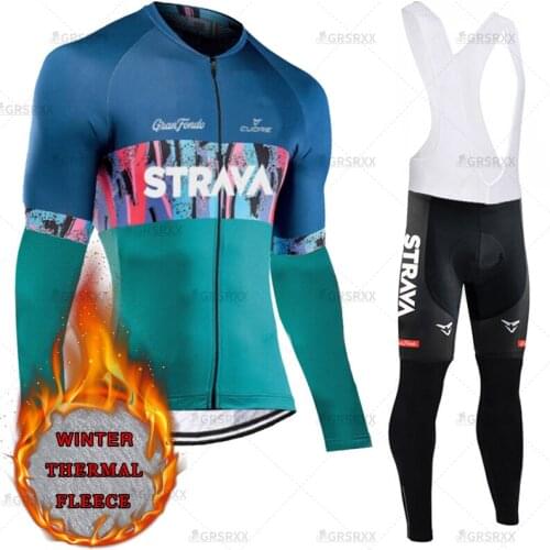 STRAVA Females' Winter Windproof Bicycle Suit Fleece Thermal Long Sleeve Cycling Jerseys 5D Gel Pad Shockproof Cycling Bib Sets
