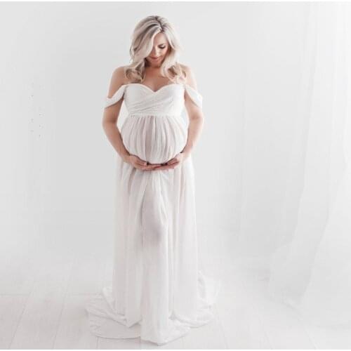 Maternity Photo Shoot Dress Maternity Women Wedding Long Dress Front Split Sexy Mopping Pregnancy Dress Maternity Dresses Pink