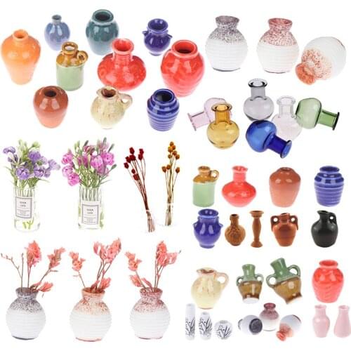 1/2/3PCS 1/12 Lovely Miniature Dollhouse Mini Ceramics Flower Vase for Doll House Furniture Decoration Accessories