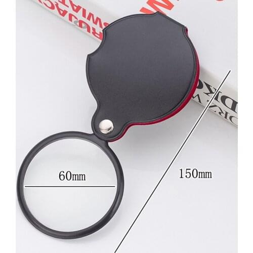 10pcs 6 Times 60mm Glass Lens Pocket Portable Magnifier Foldable Children Toy Gift Handheld Magnifying Glass Insect Viewer Loupe