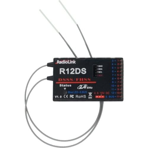 RadioLink R12DS 2.4Ghz 12 Channel Receiver For AT10 Transmitter Aircraft Remote Control Model Accessories