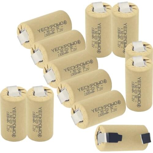 12 pcs SC batteries 1300mAh 1.2V sub C battery NICD nickel sheets for electric drills for makita for emergency lighting for B&D