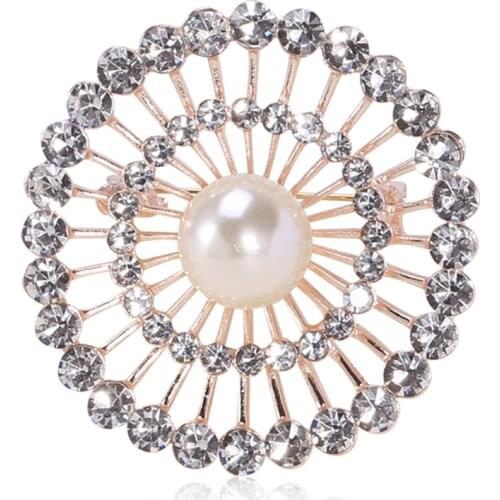 2020 1Pcs Fashion Ferris Wheel Brooch Crystal Rhinestone Alloy Round Brooch for Women Wedding Dress Accessories Gift Dress pins