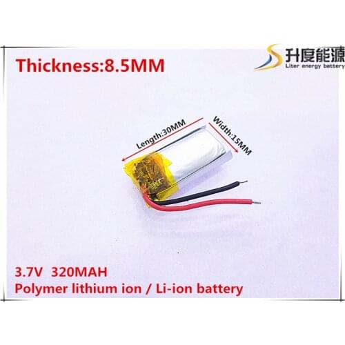 3.7V,320mAH,[851530] PLIB; polymer lithium ion / Li-ion battery for GPS,mp3,mp4,mp5,dvd,,model toy