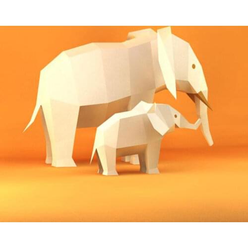 3D Kawaii Two Elephants Handmade Origami Animal Paper Model DIY Creative Craft Puzzles Educational Kids Toy Desk Decoration