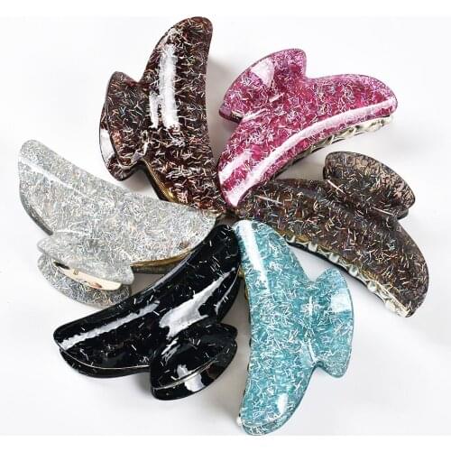 9CM Fashion Glitter Rainbow line stripes Acrylic Hair Claws Large For Girls Clip Korean Haircrab Accessories Women Big Hairclaw